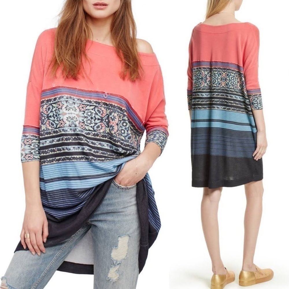 Free People Steppin Out Patterned Tunic Shift Dress